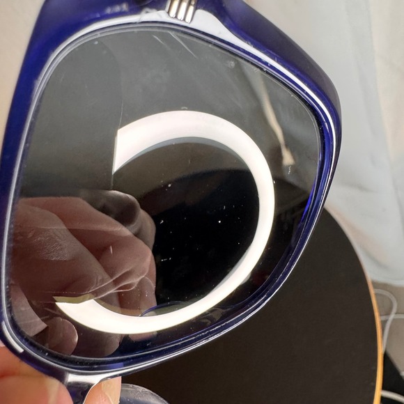 Origin OR1002 Sunglasses Oversized Blue Rectangular Frames Gold Accents Designer - Picture 13 of 13